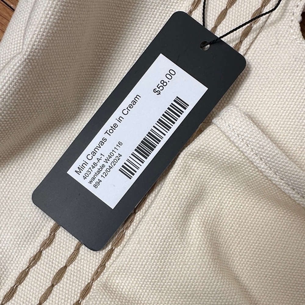 Wantable Cream Mini Canvas Tote with Tan Trim - Picture 3 of 6